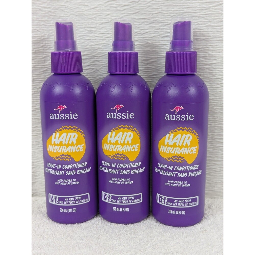Aussie Hair Insurance Leave-In Conditioner Spray with Jojoba Oil - 8 oz - 3 pack